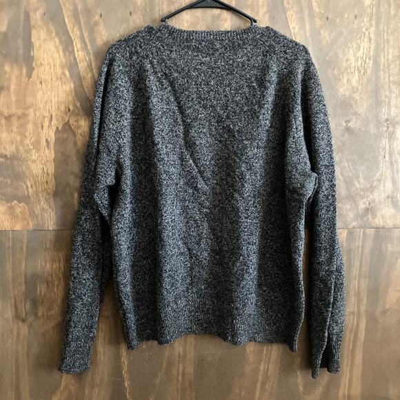J Crew Mens Sweater Gray Black Crew Neck Pullover Long Sleeve 100% Lambs Wool L - Picture 9 of 11